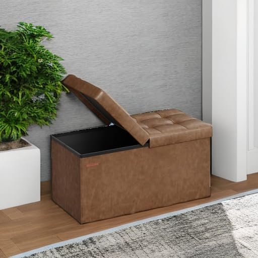 SONGMICS MAZIE Collection - 30 Inches Storage Ottoman Bench with Flipping Lid, Storage Chest