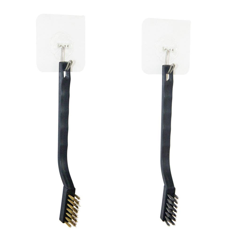 12PCS Mini Wire Brushes, Stainless Steel & Brass Brush Set, Curved Handle Scratch Brush for