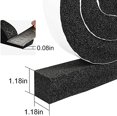 YIJUHOU 2 Rolls 1.18 Inch X 1 Inch Open Cell Foam Tape for Window Air Conditioner Insulation,High