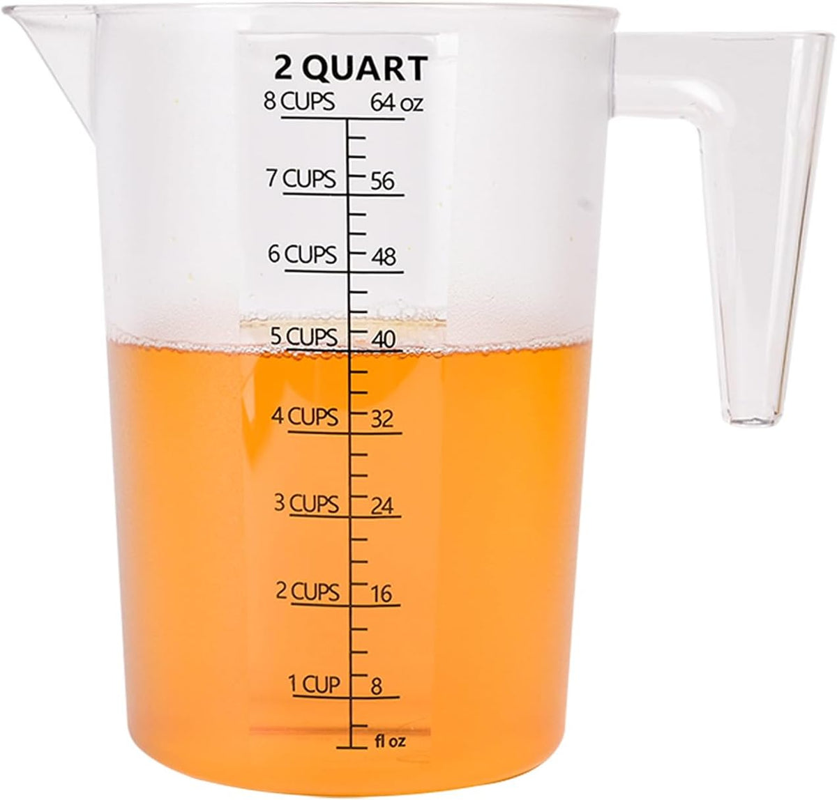 Food-Grade Plastic Measuring Pitcher – 64 Ounce & 8 Cups Measuring Cups with Handle for Liquid