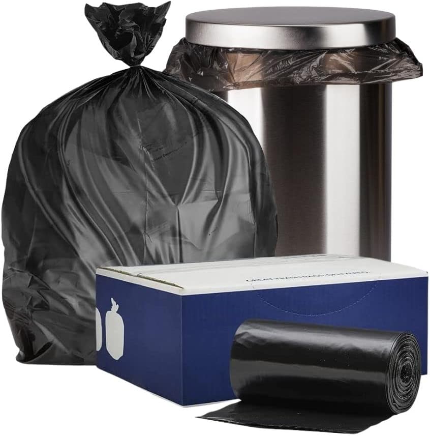 Plasticplace 12-16 Gallon Trash Bags │ 8 Microns │ Black High Density Liners │ 24" x 33" (1000