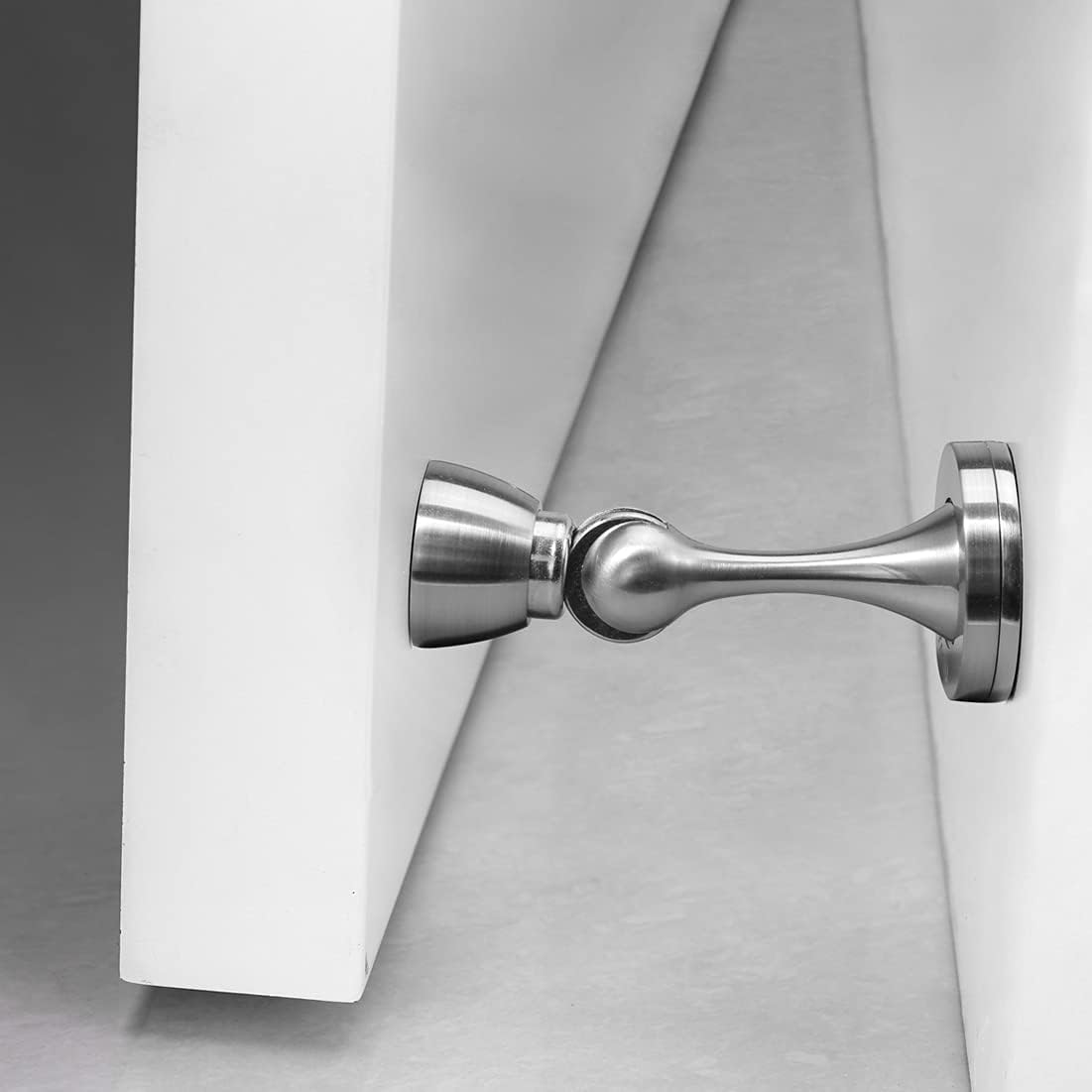 YAGU Silver Door Stopper 4 Pack Magnetic Door Stops Zinc Alloy Brushed Nickel Door Catch Door
