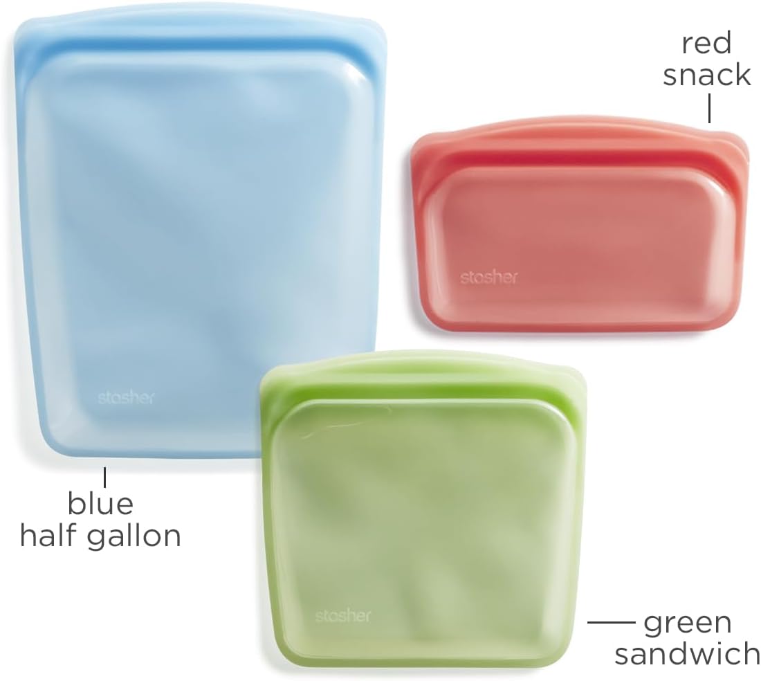 Stasher Premium Silicone Reusable Food Storage Bags, 3-Pack, Multi, Multi-Use Food Storage Bags