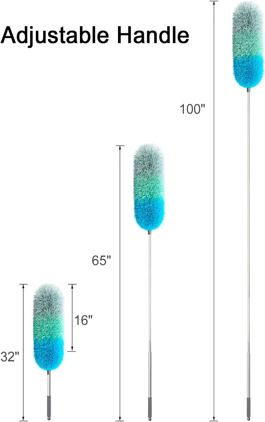 BOOMJOY Microfiber Feather Duster with 100 inches Extension Pole, Dusters for Cleaning High