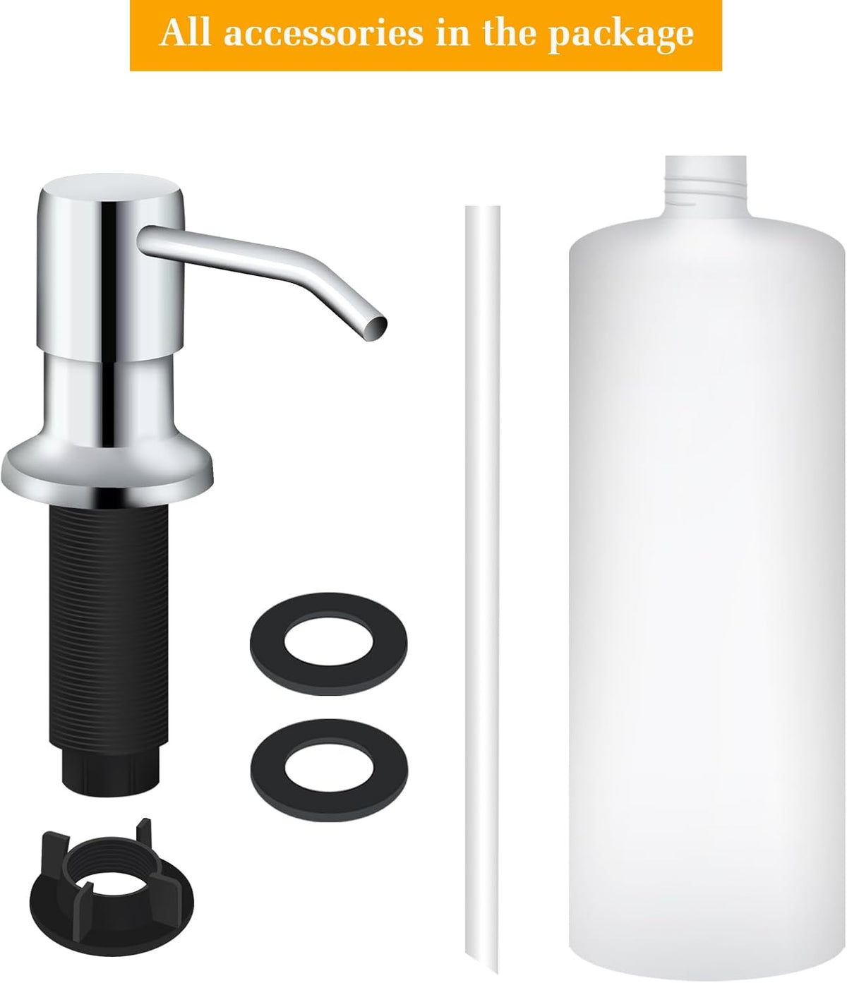 Soap Dispenser for Kitchen Sink, Built in Sink Soap Dispenser Lotion Dispenser with 17 OZ Bottle