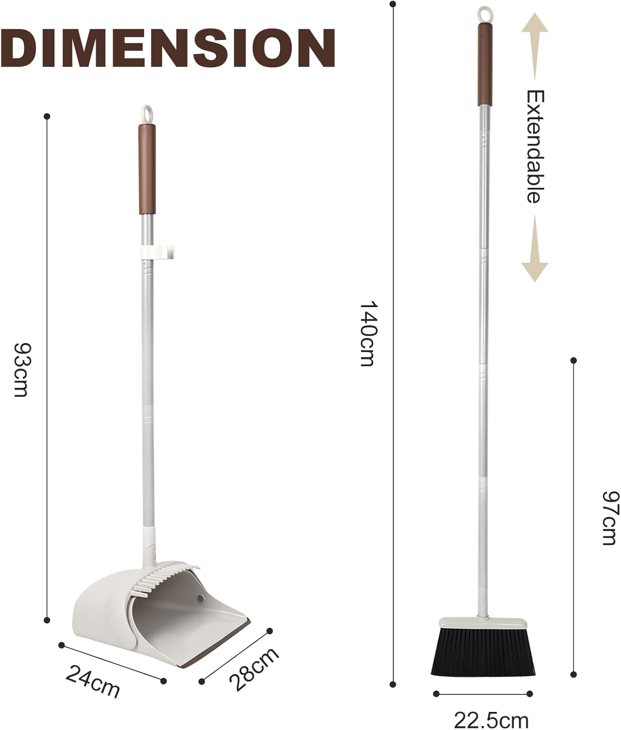 54" Long Handled Broom and Dustpan Set - Perfect Dust Pan and Brush Combo for Efficient Cleaning
