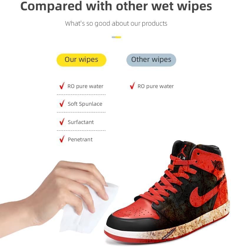 Shoe Wipes ??2 Pack (60 Count) Disposable, Pre-Moistened Sneaker & Shoe Cleaning Wipes