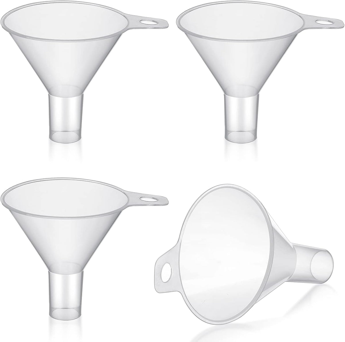 4 Packs Small Plastic Funnel for Filling Small Bottles 2.56 Inch Clear Wide Mouth Plastic Funnel