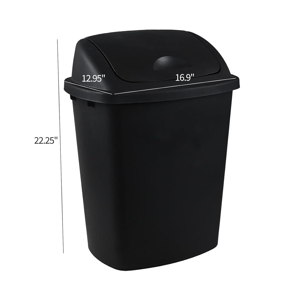 10 Gallon Plastic Garbage Bin with Lid, Swing Top Waste Container, Kitchen Trash Can with Swing