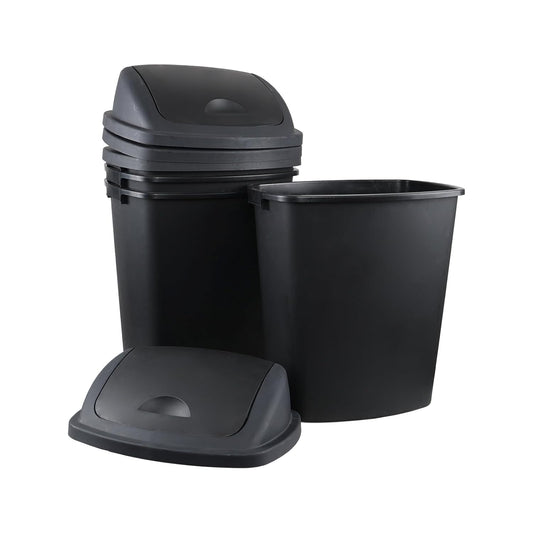 18 Gallon /70 L Swing Lid Large Garbage Bins, 4-Pack, Commercial Grade Plastic Trash Cans for