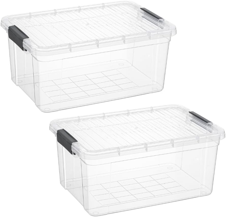 Superio Storage Bins with Lids, Clear Plastic Containers for Organizing, Stackable Totes, BPA Free