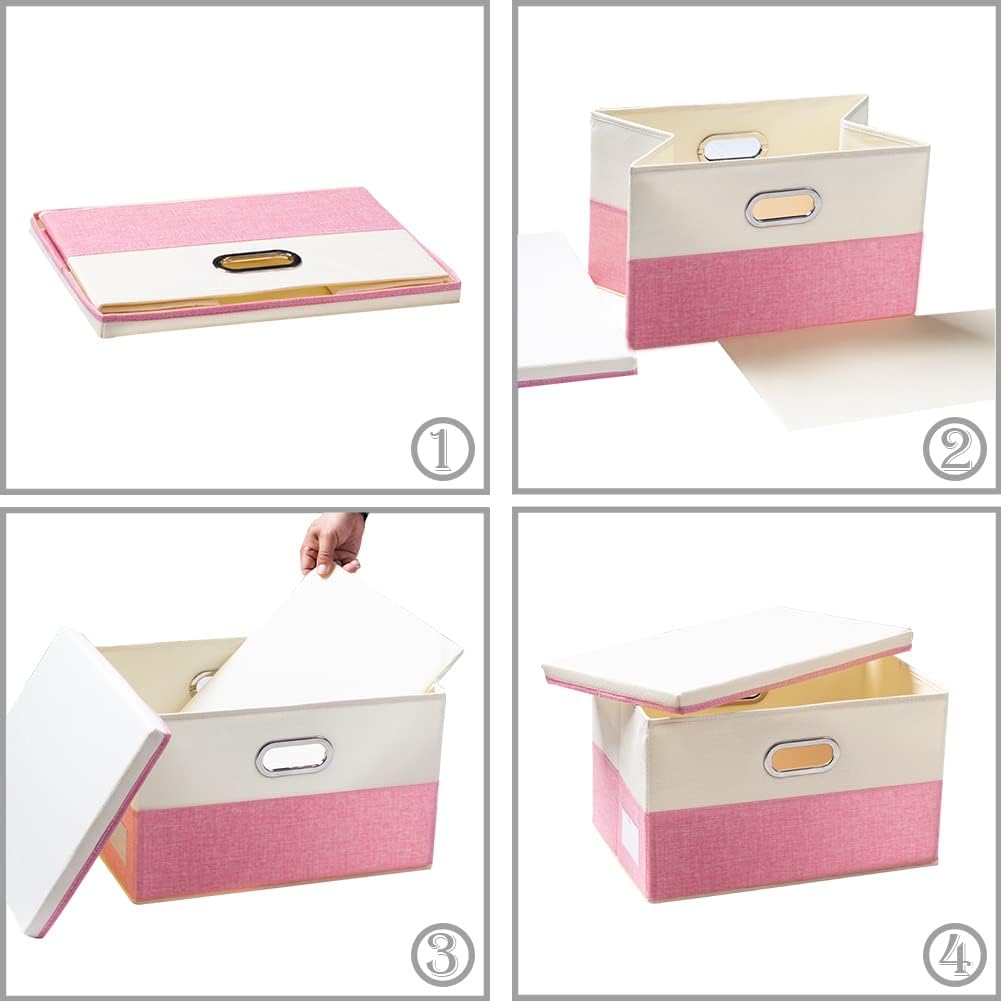 PRANDOM Large Collapsible Storage Bins with Lids [3-Pack] Fabric Foldable Storage Boxes Organizer