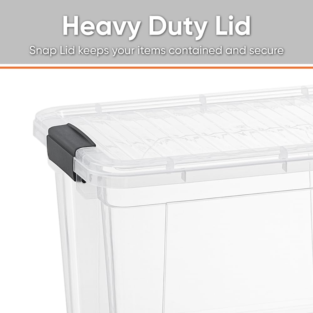 Superio Clear Storage Bins with Lids, Stackable Deep Storage Boxes with Latches and Handles, Extra