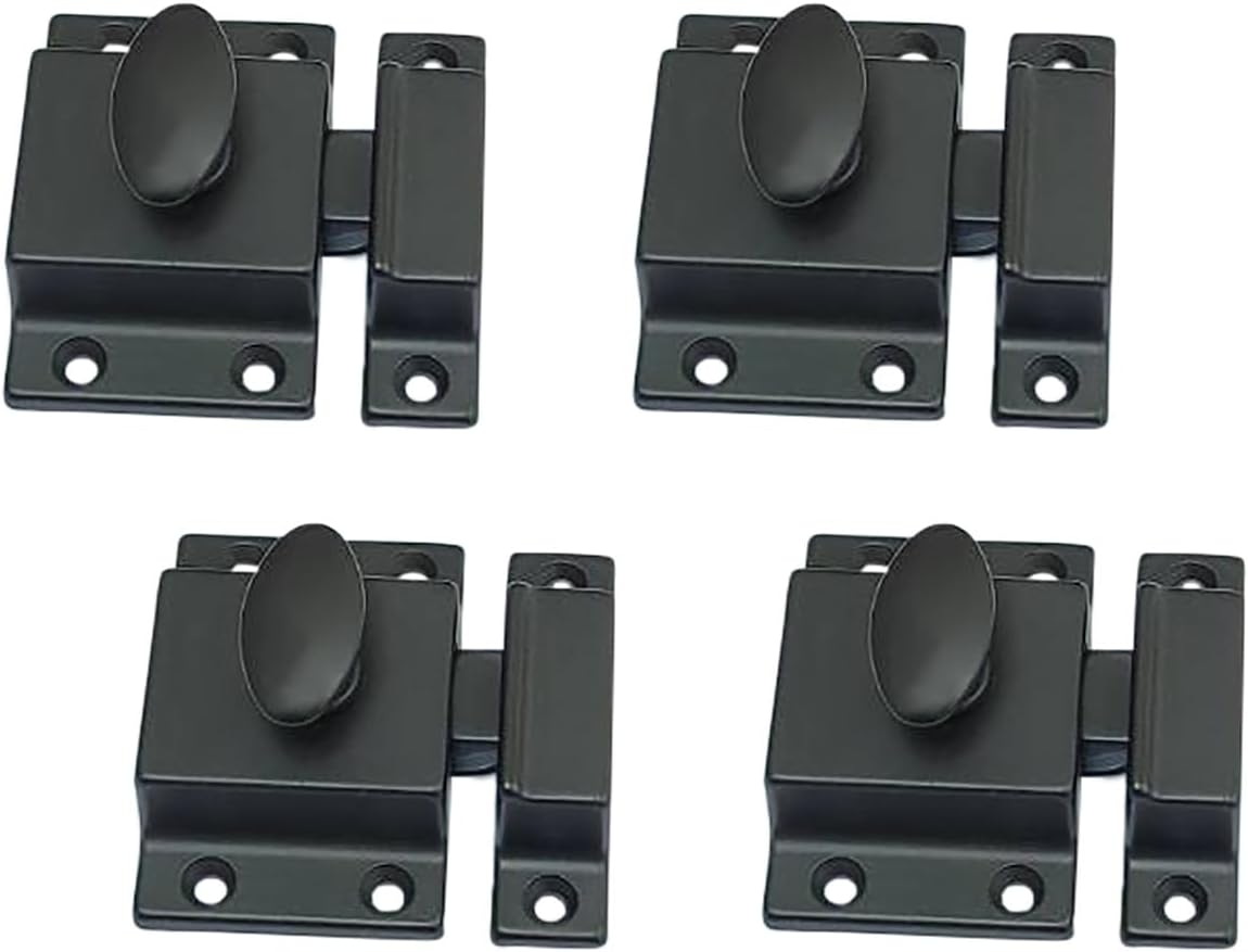 QCAA Traditional Large Oval Turn Cabinet Latch, Solid Brass, 2", for Cupboard & Other Furniture
