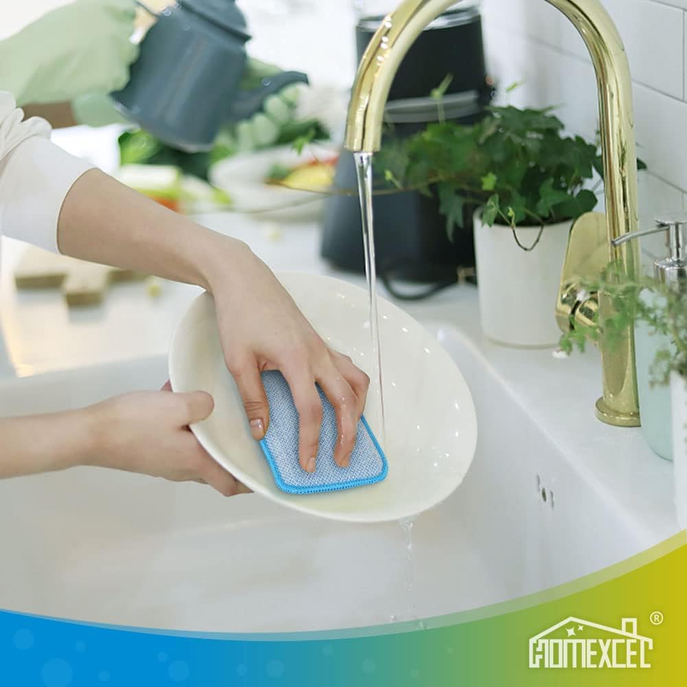 HOMEXCEL 12 Pack Scrub & Wipe Cloths, Dual-Sided Sponges for Kitchen, All-Purpose Cloth for Dishes