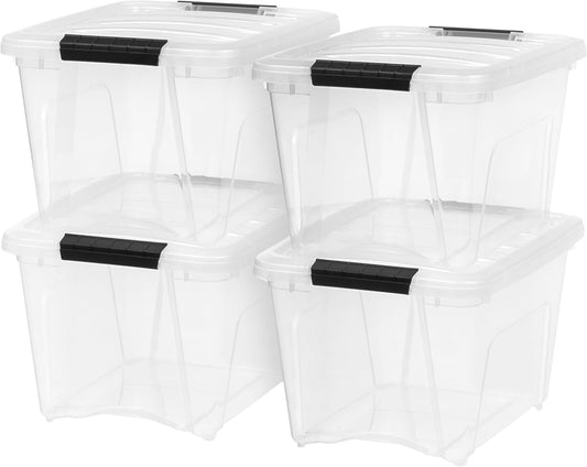 IRIS USA 19 Qt Stackable Plastic Storage Bins with Lids, 4 Pack - BPA-Free, Made in USA