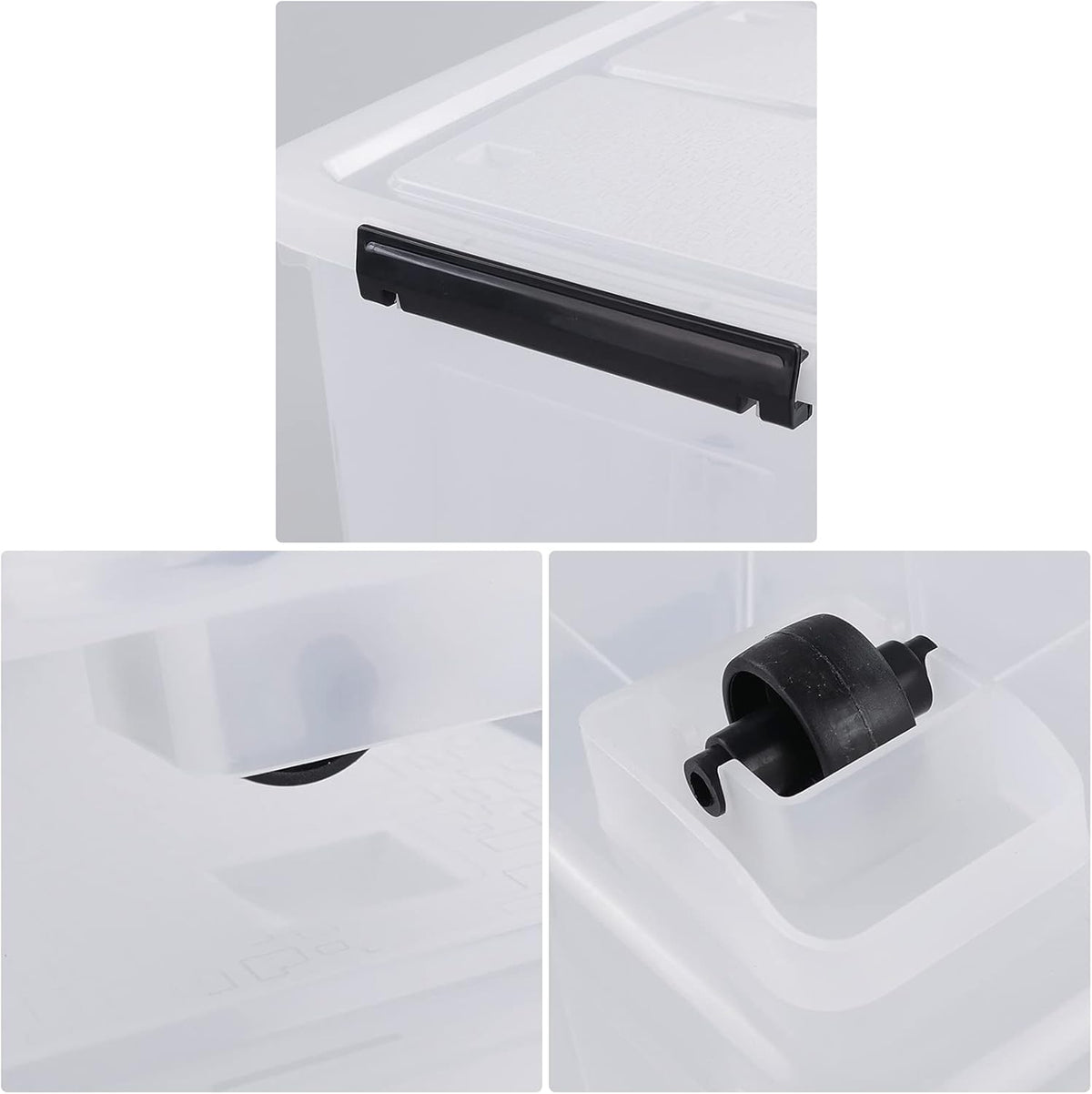 4 Packs 30 L Stackable Plastic Storage Bins with Lids and Wheels, Latching Clear Storage Container