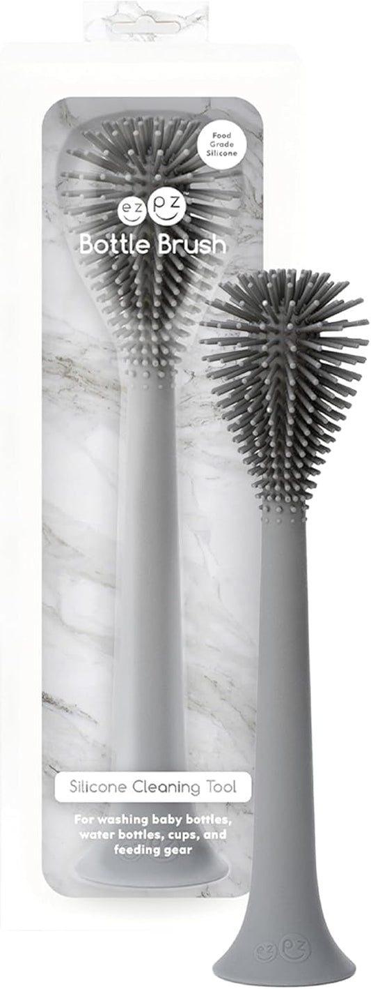 ezpz Bottle Brush (Gray) - Odor-Resistant Silicone Cleaning Tool