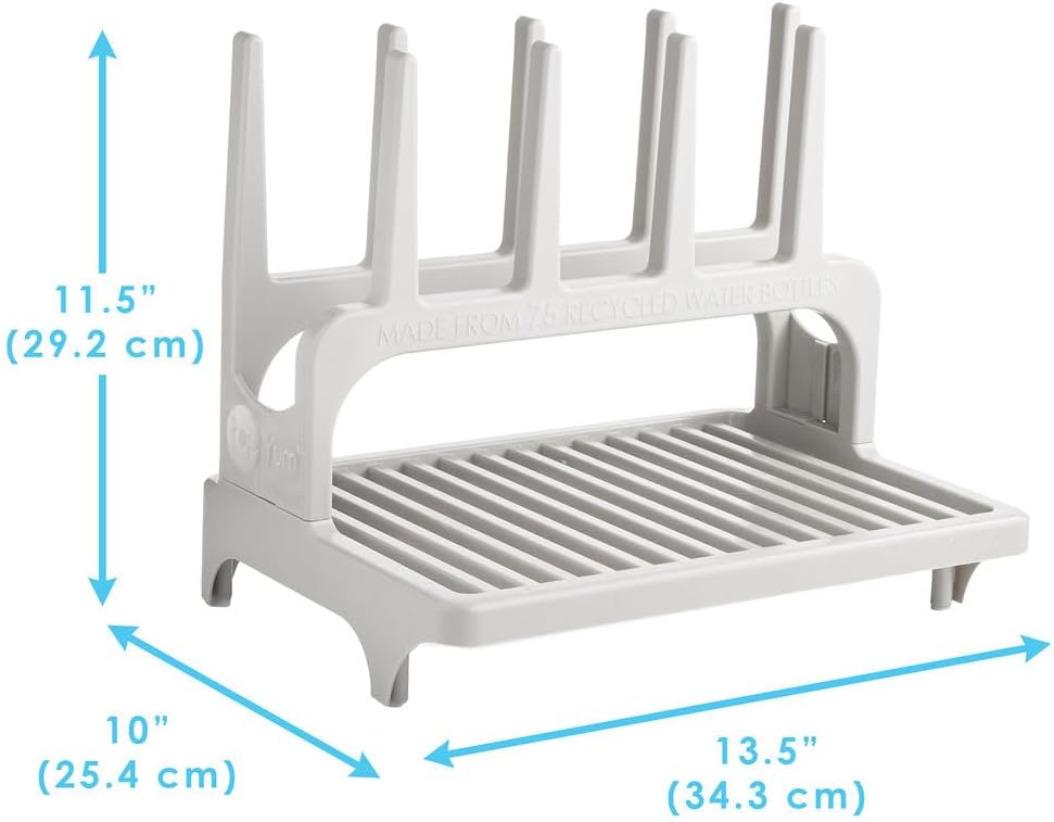 PopYum Seattle Gray Space Saving Drying Rack from 100% Recycled Bottles, countertop for Baby