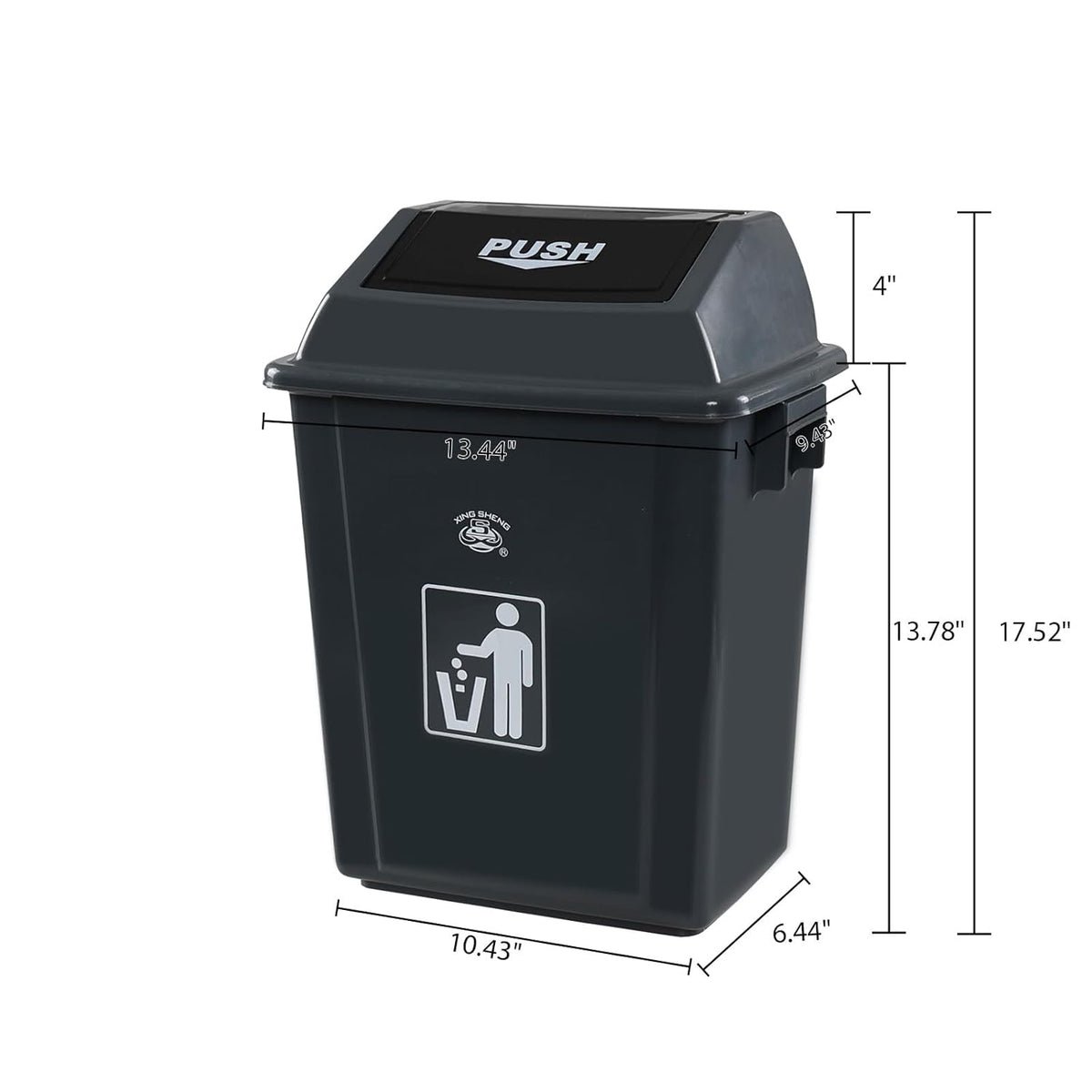 6 Gallon Plastic Swing Top TrashBin/Garbage Can, Lidded Wastebasket Trash Can for Kitchen, Garage