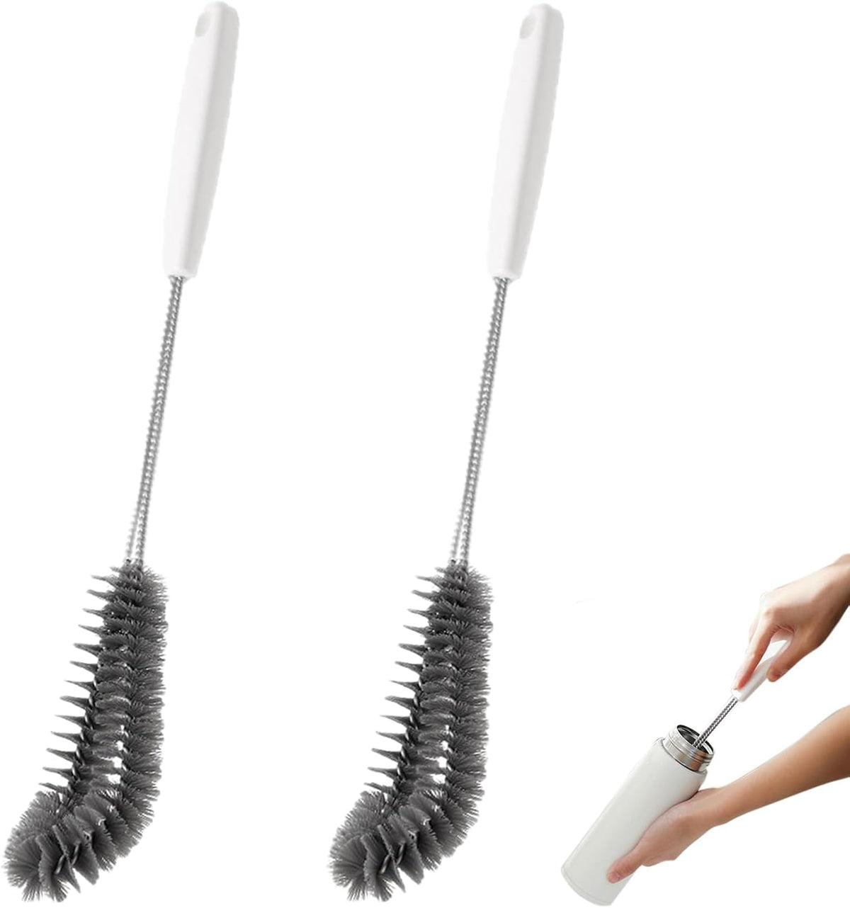 2-Pack 16 inches Long Handle Bottle Cleaning Brushes - Ideal for Coffee Glasses, Pots, Milk Cups