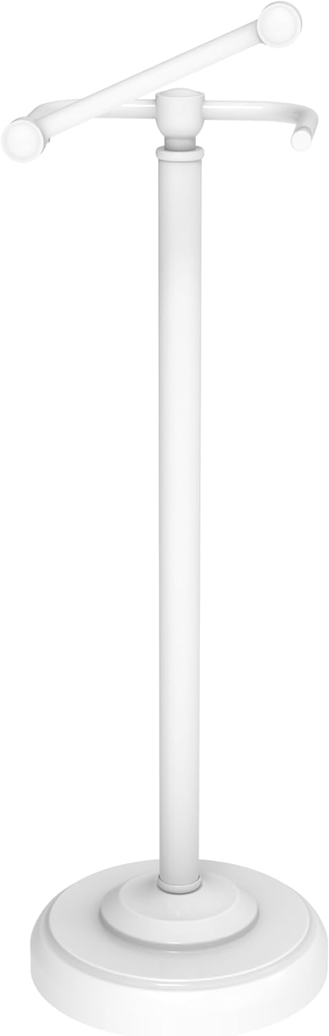 Toilet Paper Holder Stand, White Toilet Paper Holder Free Standing, Post Pivoting Design & Stable