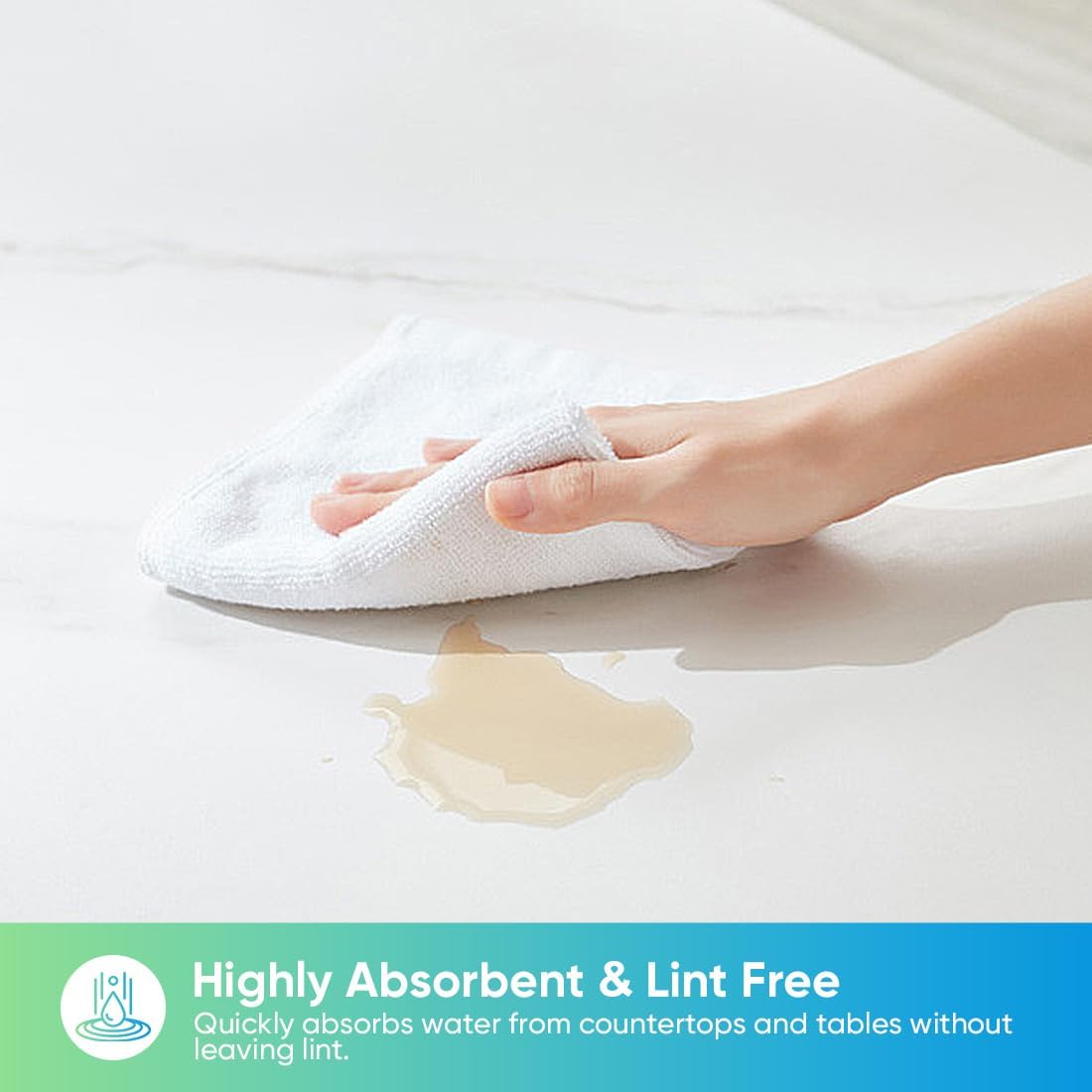 HOMEXCEL White Microfiber Cleaning Cloth, 24 Pack Cleaning Towels for Kitchen, Lint Free