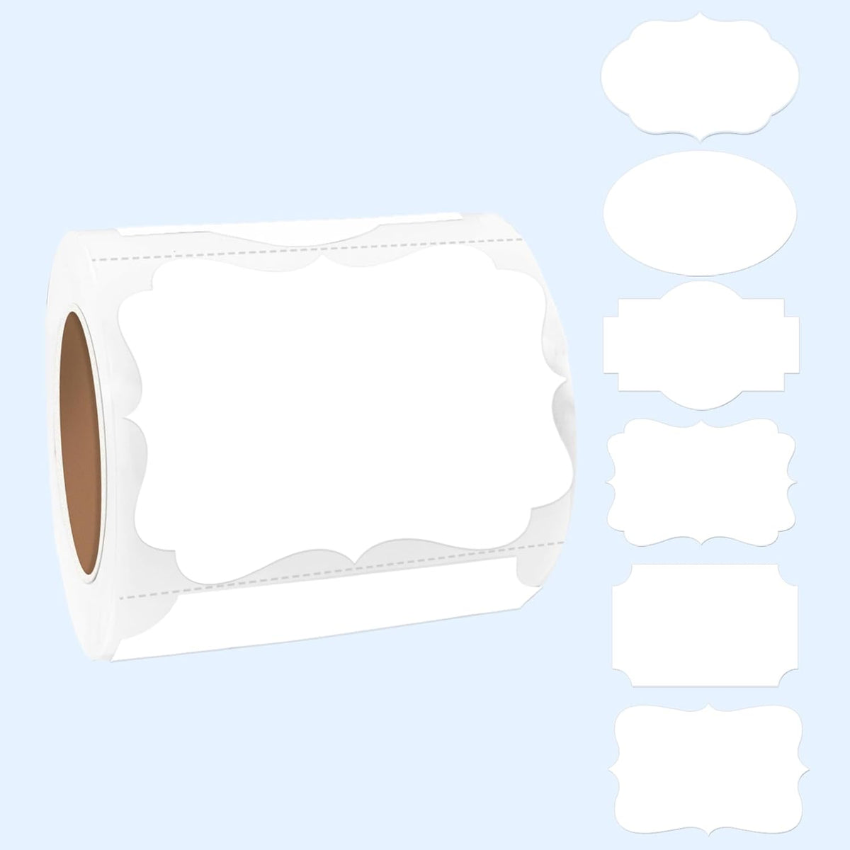 White Labels Stickers, 250PCS 3" x 2" Fancy Shape Stickers Labels for Storage Box or Food Jars