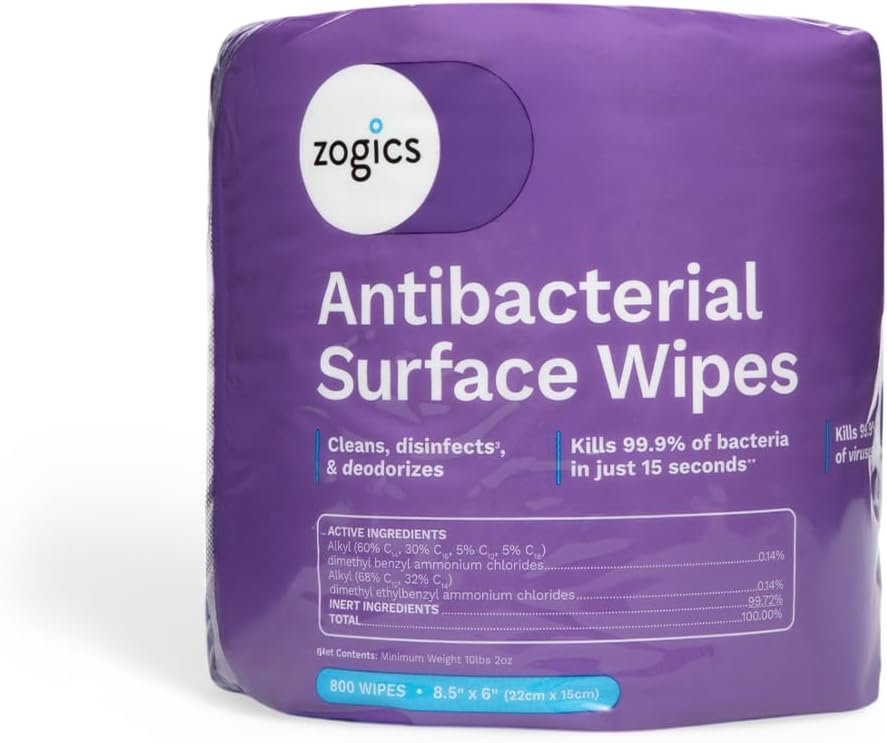 Zogics Antibacterial Wipes – Disinfecting Wipes for Sanitizing and Cleaning Surfaces and Equipment