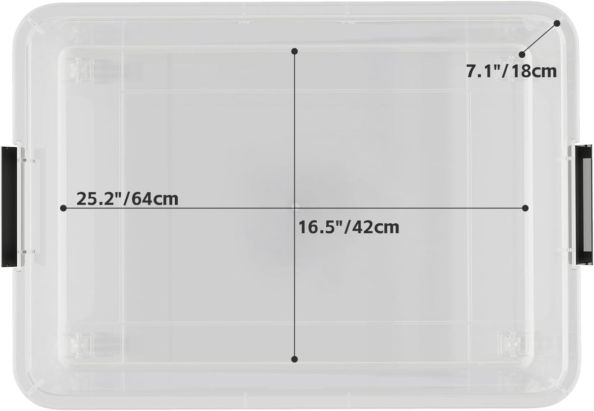 52 Quart Large Plastic Underbed Latching Storage Box, Clear Wheeled Under Bed Storage Bins, 3 Packs