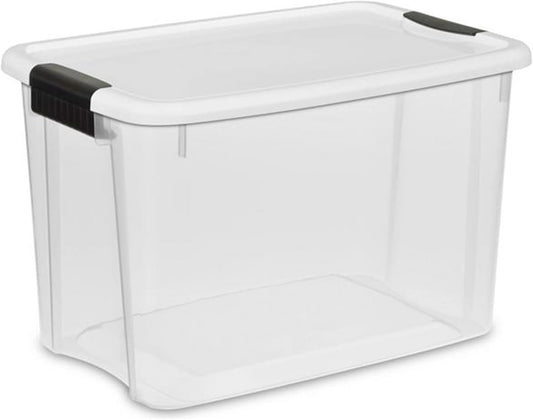 Sterilite 24-Pack Ultra Latching Box, Storage Bins with Lids, Clear Plastic, 30 Quart - Heavy-Duty