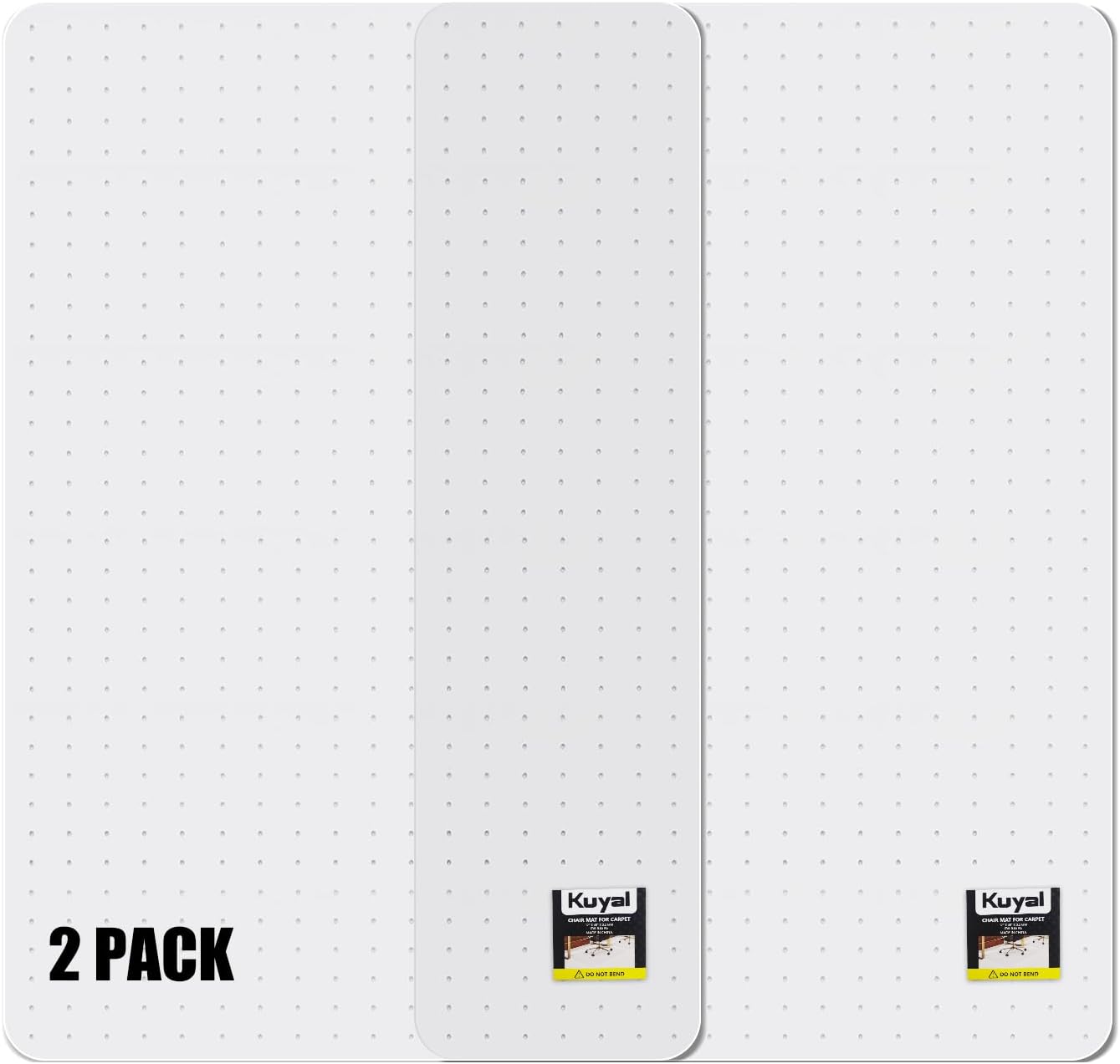 Kuyal Office Chair Mat for Carpet, 2 Pack 32x 49 Clear Heavy Duty Computer Chair Mat, Under Desk