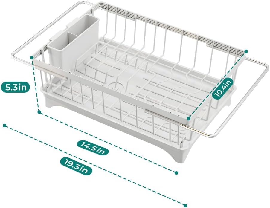 Small Dish Drying Rack in Sink, Expandable Stainless Steel Dish Drainers for Kitchen Counter, with