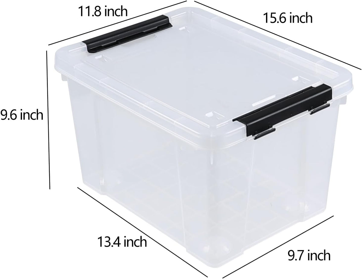 Pekky 22 Qt Clear Plastic Storage Bins with Lids and Wheels, 6 Packs Plastic Latching Container Box