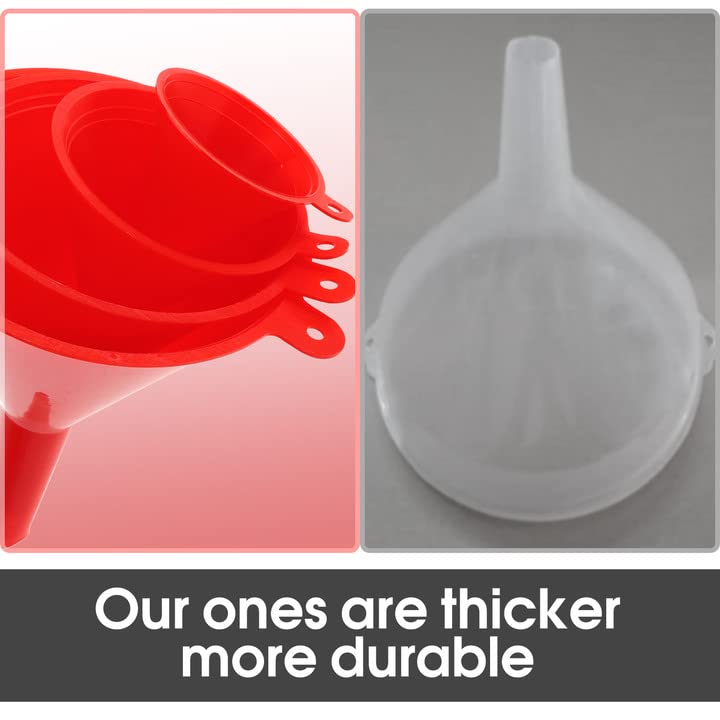 Oil Funnel Set - Plastic Funnel Kit for Car & Kitchen Use - Filling Bottles, Jars & Containers