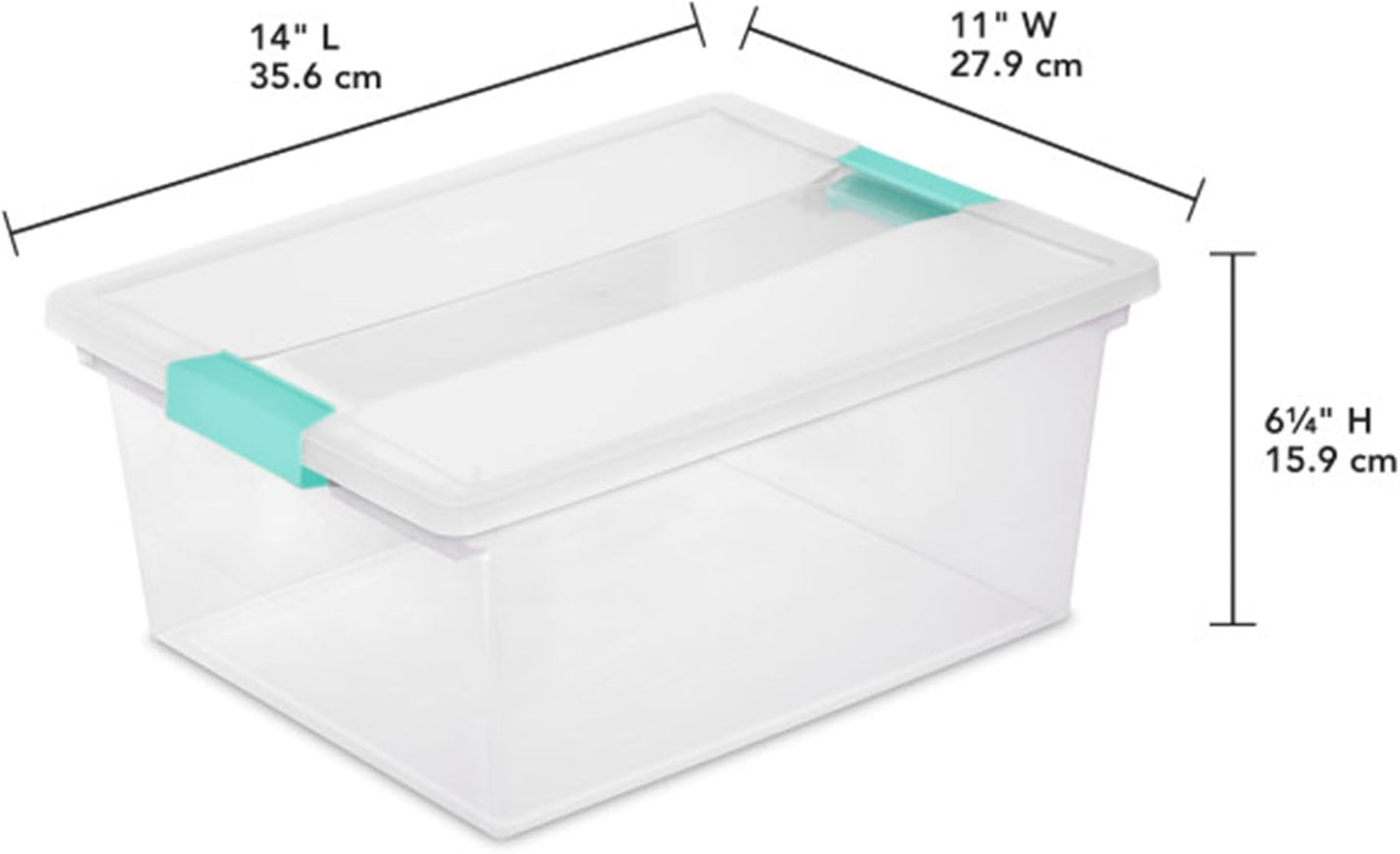 Sterilite 4-Pack Clip Box, Stackable Clear Plastic Bins with Latching Lids, Deep - Writing, Arts or