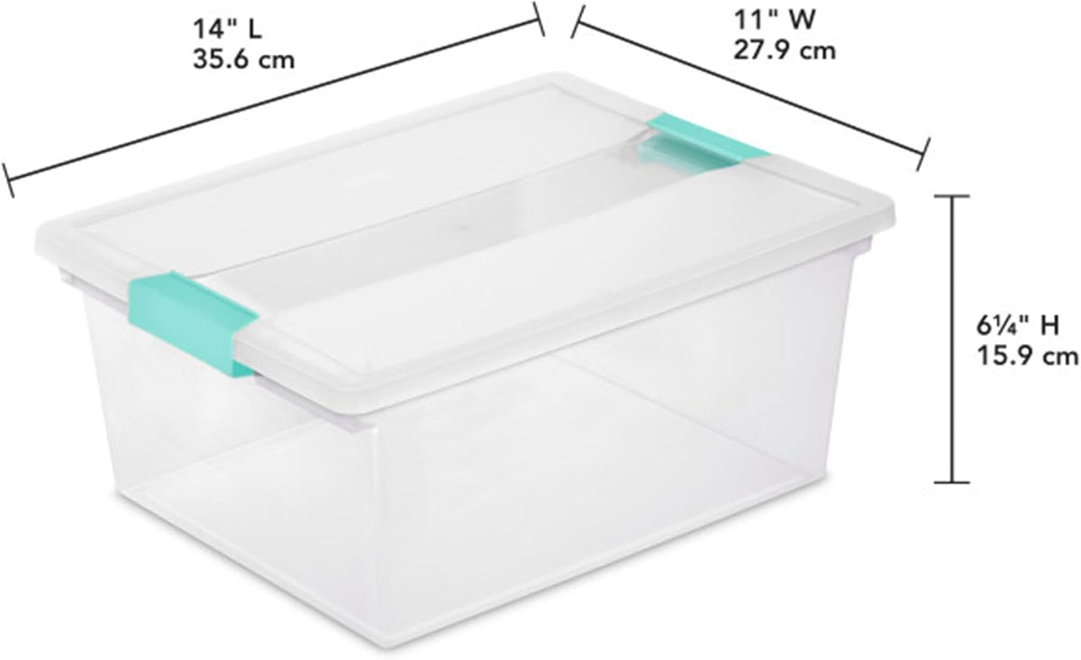 Sterilite 8-Pack Clip Box, Stackable Clear Plastic Bins with Latching Lids, Deep - Writing, Arts or