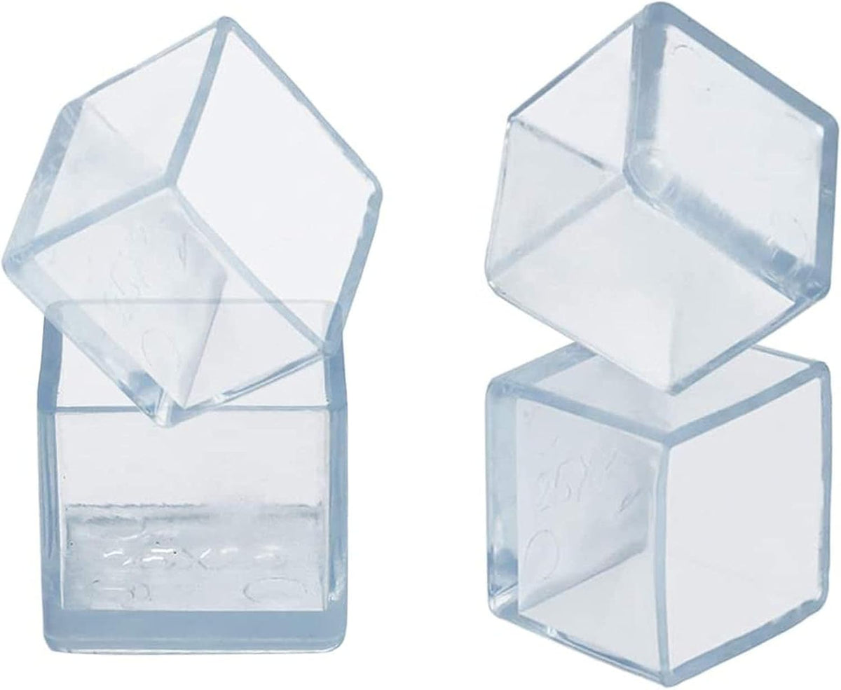 12 Pcs Transparent Square Anti-Slip Rubber Leg Tips Chair Leg Caps Furniture Floor Protectors Chair