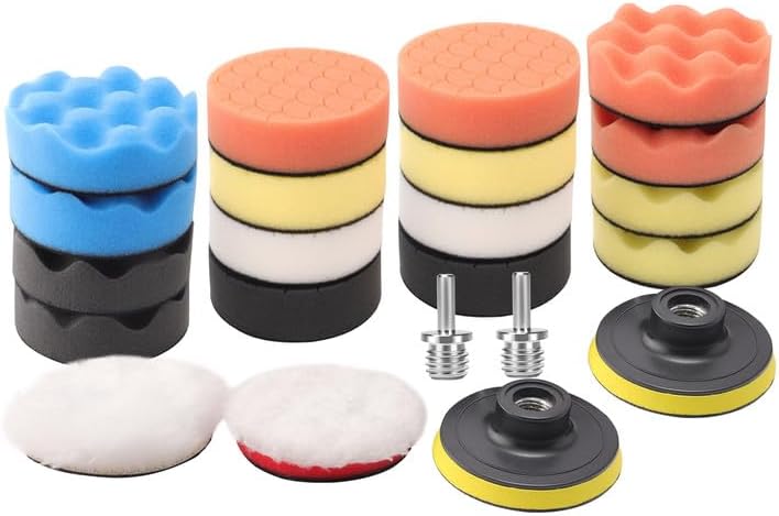 3''(80mm) Drill Polishing Kit, 22Pcs Car Polishing Foam Buffing Pads for Drill, Detail Polishing