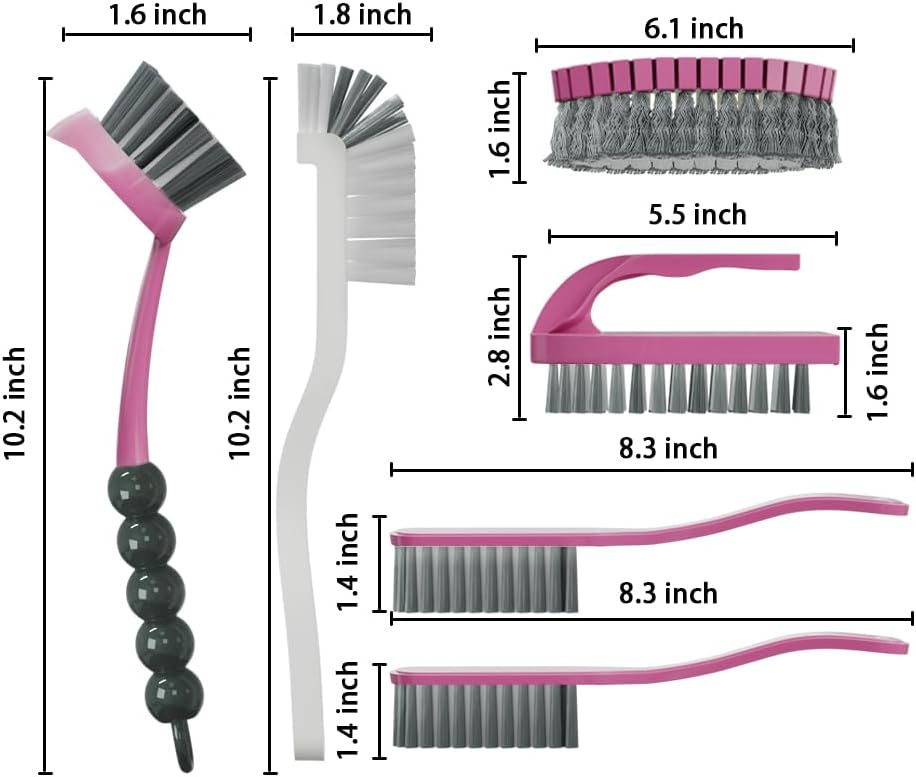 6 PCS Cleaning Brush, Scrub Brush Set for Kitchen and Bathroom Household Use with Various Brushes