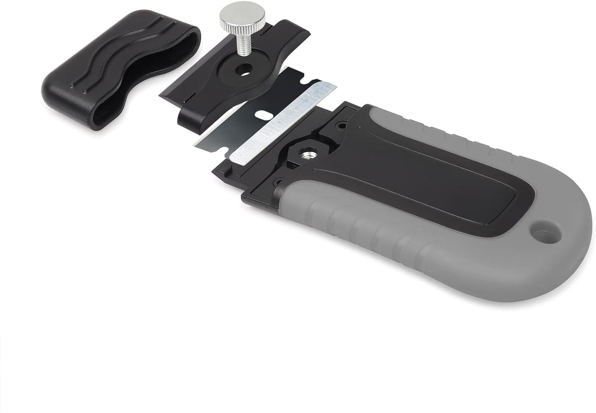 Gomake Locking Razor Blade Scraper with Safety Cap, Glass Cooktop Scraper with 10PCS Black Carbon