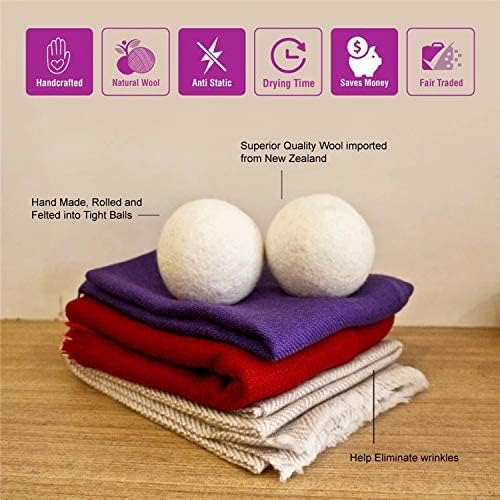 NATURAL THINGS Alpaca Wool Dryer Balls, Fabric Softener Balls, Anti Static, Reduce Energy Cost &