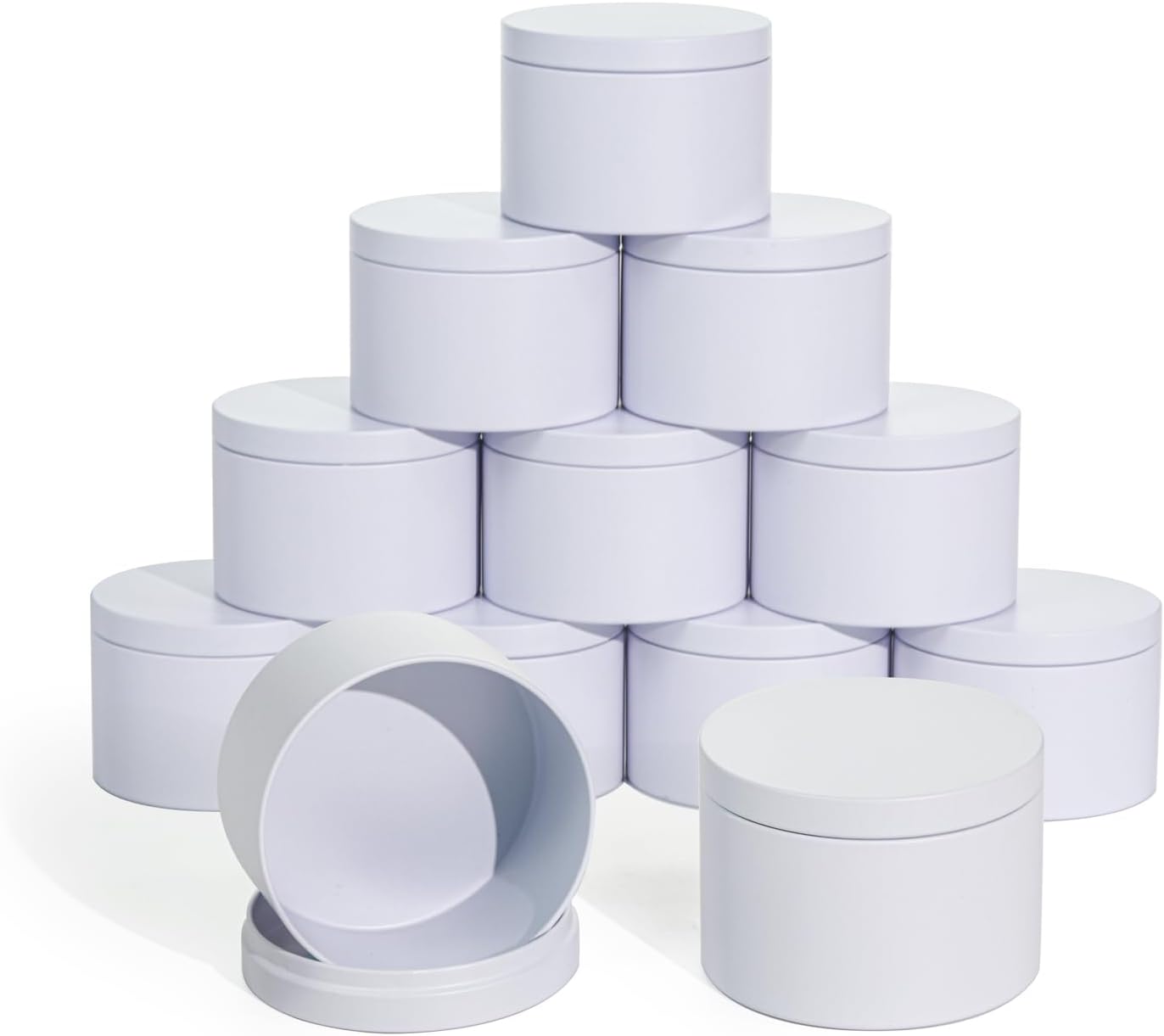 Tins With Lids, 3 Wicks Containers 12 Pack 14oz/420ml Seamless Bulk for Candle Making Supplies