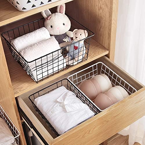 Kitchen Wire Baskets Farmhouse Decor Metal Food Storage Organizer, Household Refrigerator Bin with