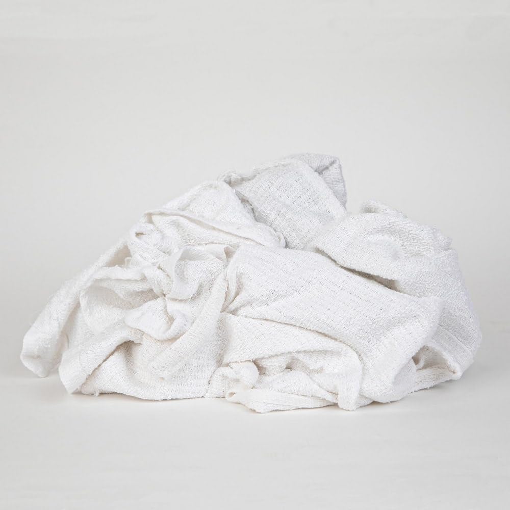 PRO SOURCE Low-Lint Virgin White 100% Cotton Terry Cloth Bar Mop Shop Towels, Absorbent & Washable: