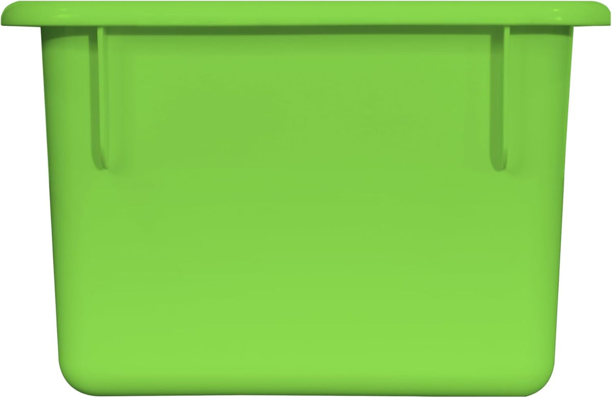 Wood Designs Cubby Storage Bin, Heavy Duty Plastic Containers for Kids Lime Green Cubby Tray Set of