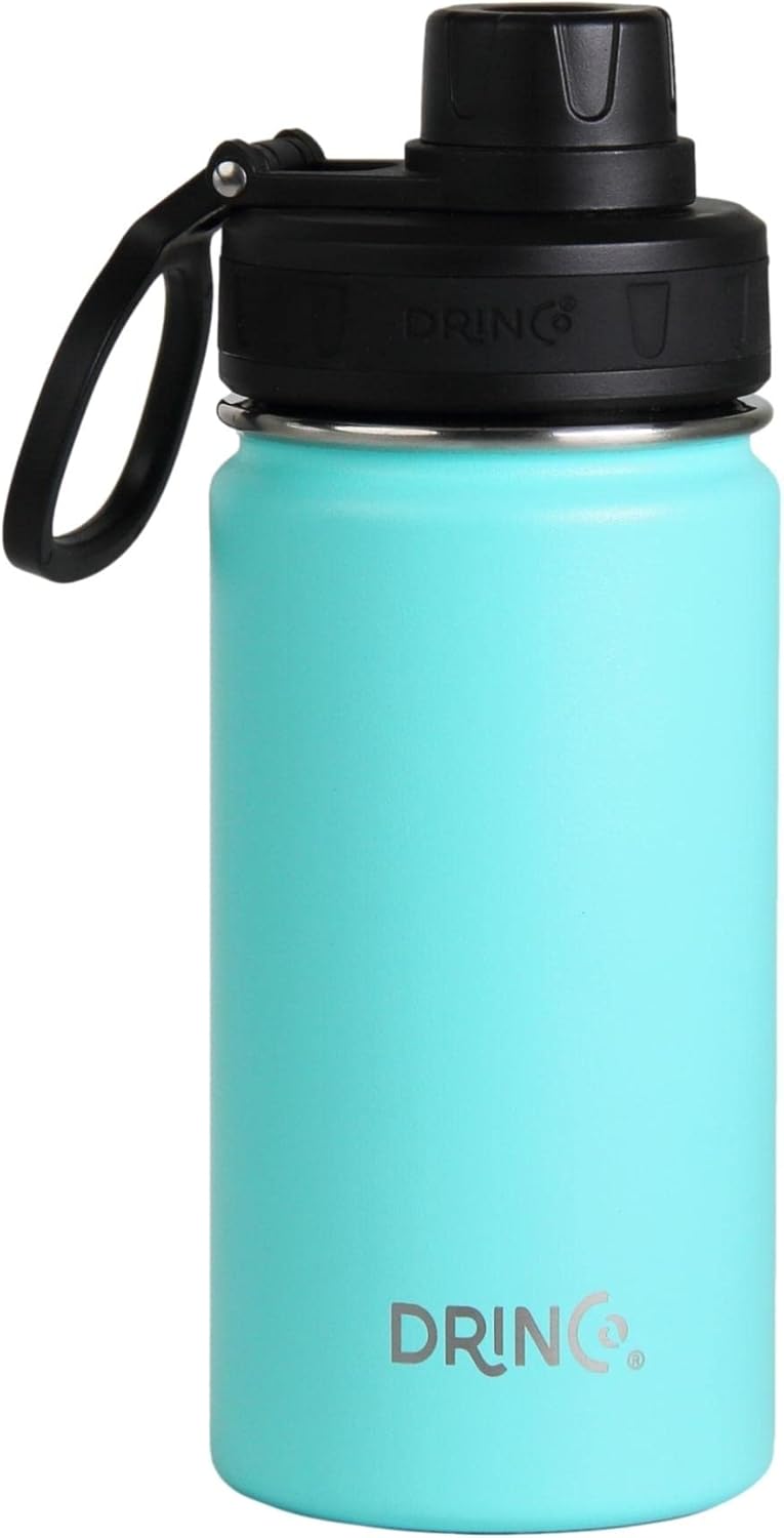 DRINCO Stainless Steel Water Bottle Spout Lid Vacuum Insulated Double Wall Water Bottle Wide Mouth