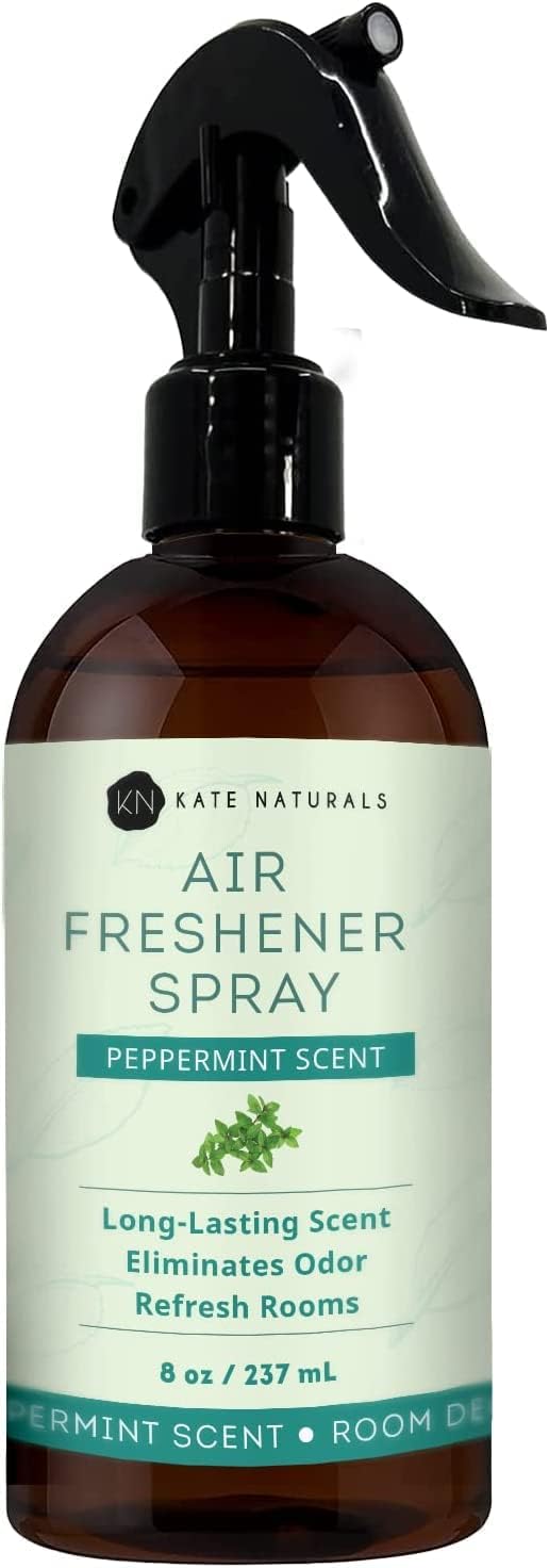 Kate Naturals Peppermint Air Freshener Spray for Room & Car with Natural Mint. Odor Eliminator