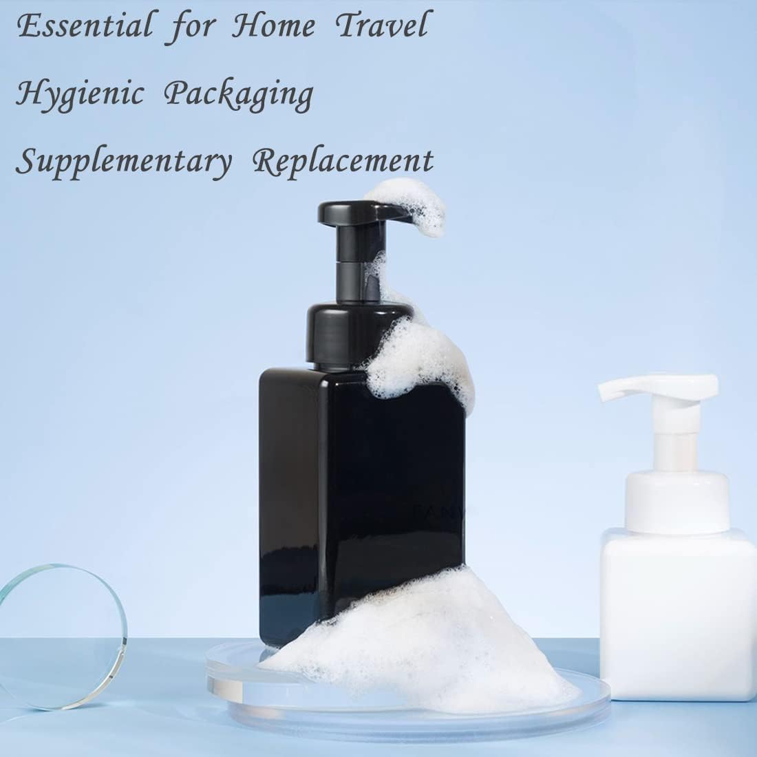 Foaming Soap Dispenser, 450ml(16oz) Refillable Modern Square Pump Bottle for Shampoo, Body Wash