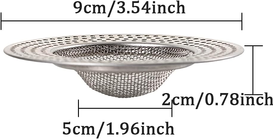 2pcs Heavy Duty Stainless Steel Slop Basket Filter Trap,3.54" Top / 1.65" Mesh Metal Sink